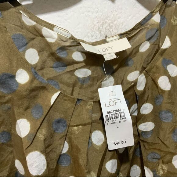 New Ann Taylor LOFT  Top cotton and silk elastic hem - Picture 4 of 8